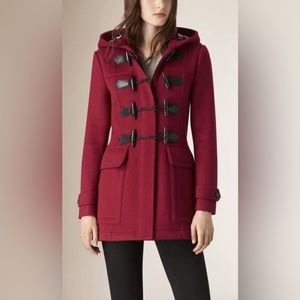 Burberry Brit Blackwell Wool Toggle Duffle Coat Dark Red- US 12